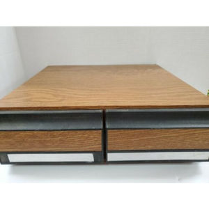 Vintage VHS Tape Holder Faux Wood 2 Drawer Cabinet Storage Case Holds 24 tapes